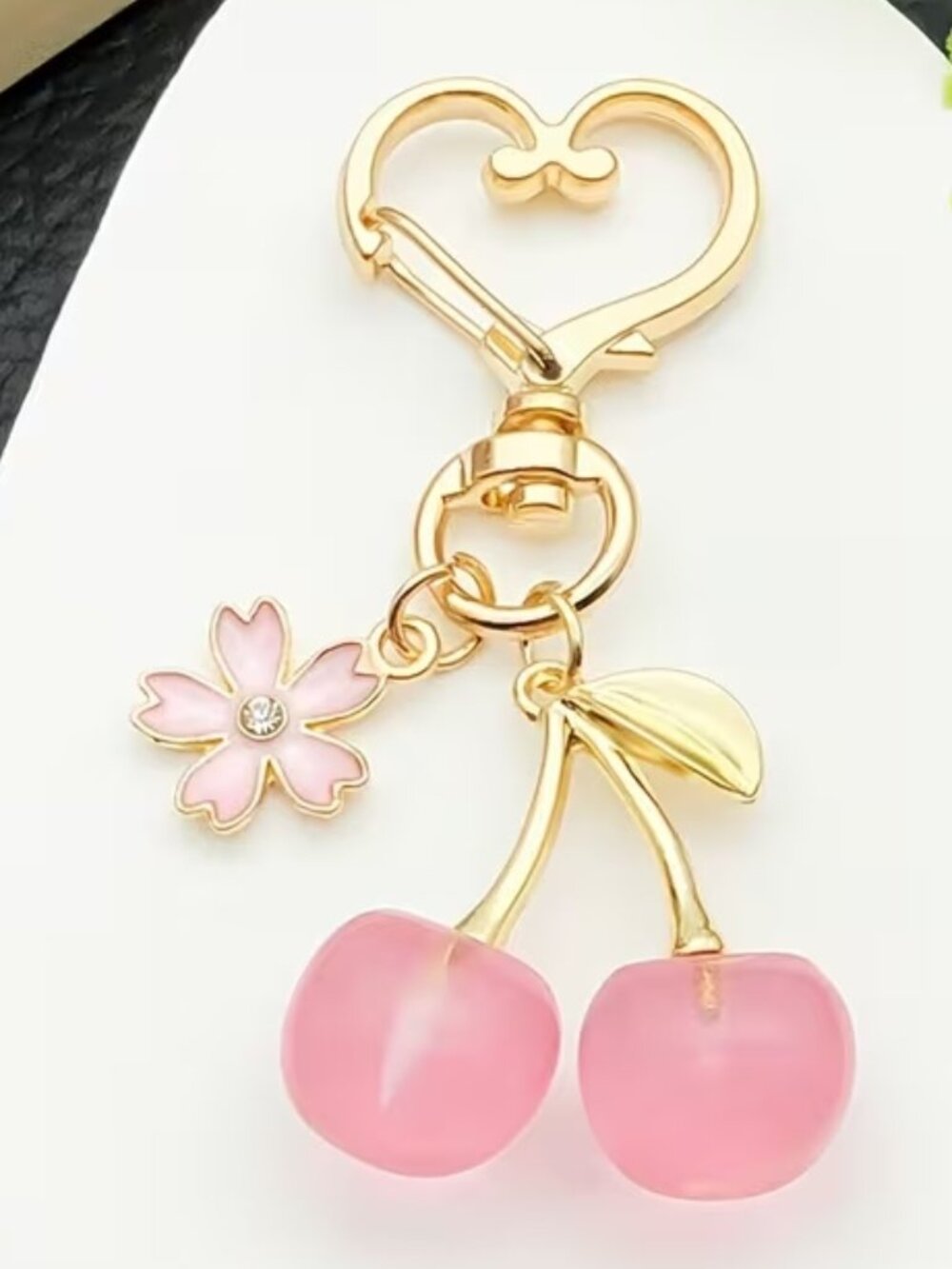 Cherry Pendant Bag Charm Heart Key Chain